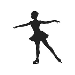 Fototapeta premium Figure skater girl silhouette logo. Black icon of girl isolated on white background. Vector illustration side view