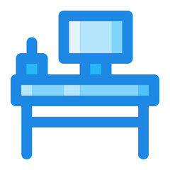 working desk blue filled icon