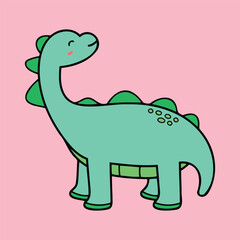 Cute and Kawaii Dinosaur Doodle - Nursery Illustration