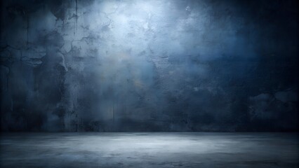Moody Blue Concrete Room: Dark, Textured Wall and Floor Background