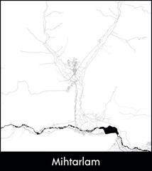 Mihtarlam city map, Afghanistan - Topographic vector map poster