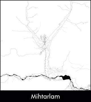 Mihtarlam city map, Afghanistan - Topographic vector map poster