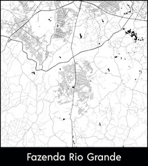 Obraz premium Fazenda Rio Grande city map, Brazil - Topographic vector map poster