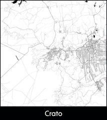 Crato city map, Brazil - Topographic vector map poster
