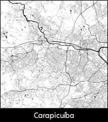Carapicuiba city map, Brazil - Topographic vector map poster