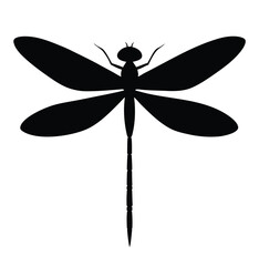Flat vector illustration of a dragonfly silhouette vector illustration