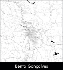 Bento Goncalves city map, Brazil - Topographic vector map poster