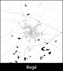 Bage city map, Brazil - Topographic vector map poster