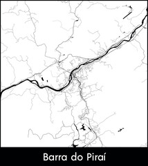 Barra do Pirai city map, Brazil - Topographic vector map poster