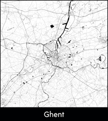 Ghent city map, Belgium - Topographic vector map poster