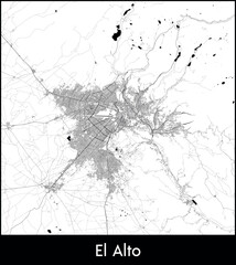 El Alto city map, Bolivia - Topographic vector map poster