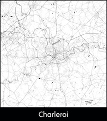 Charleroi city map, Belgium - Topographic vector map poster
