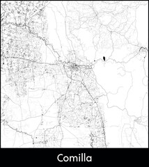 Comilla city map, Bangladesh - Topographic vector map poster