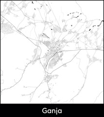 Ganja city map, Azerbaijan - Topographic vector map poster
