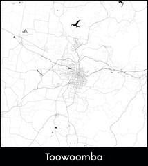 Toowoomba city map, Australia - Topographic vector map poster