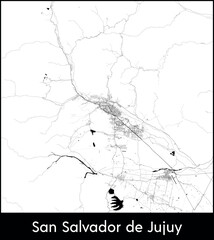 San Salvador de Jujuy city map, Argentina - Topographic vector map poster