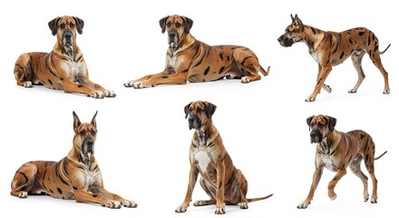 Obraz premium Great Dane dog in various poses on white background 