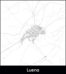 Luena city map, Angola - Topographic vector map poster