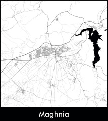 Maghnia city map, Algeria - Topographic vector map poster