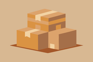 Fototapeta premium Vector illustration of stacked cardboard shipping boxes