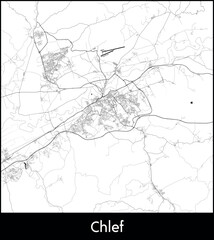 Naklejka premium Chlef city map, Algeria - Topographic vector map poster
