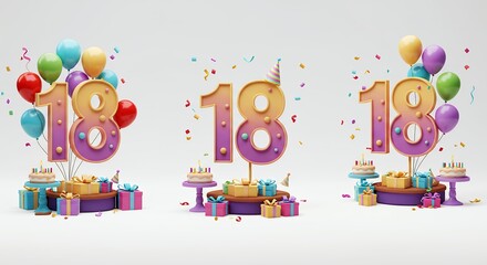 Birthday number eighteen design set