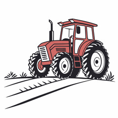 Obraz premium Tractor Vector Art - Generative AI Linocut Silhouette Design for Microstock