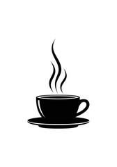 Obraz premium Silhouette of a steamy cup of coffee against a plain white backdrop