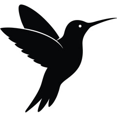 Obraz premium Flat vector illustration of a hummingbird silhouette vector illustration