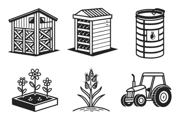 Obraz premium Farm and agriculture icons