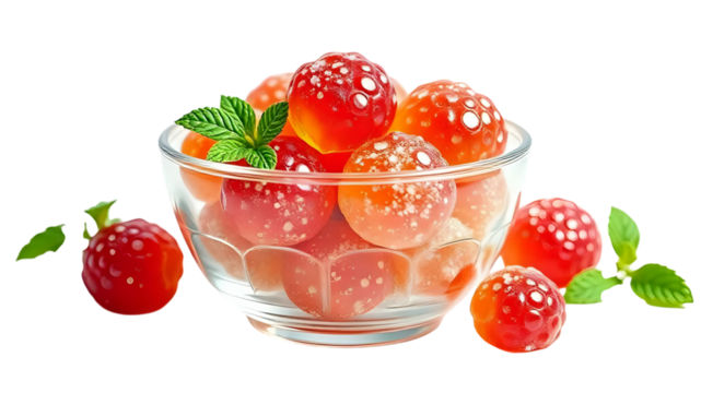 Strawberries candy in a bowl