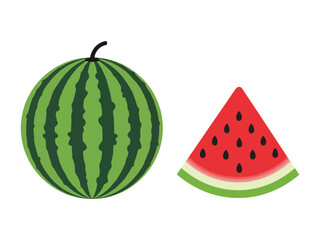 Summer's Refreshment: A vibrant watermelon, ripe and juicy, alongside a refreshing slice, a perfect symbol of summer delight and natural sweetness.