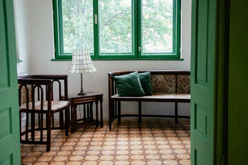 A verandah or shaded porch of a house