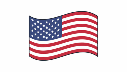 Fototapeta premium Simple Waving United States Flag Vector Icon
