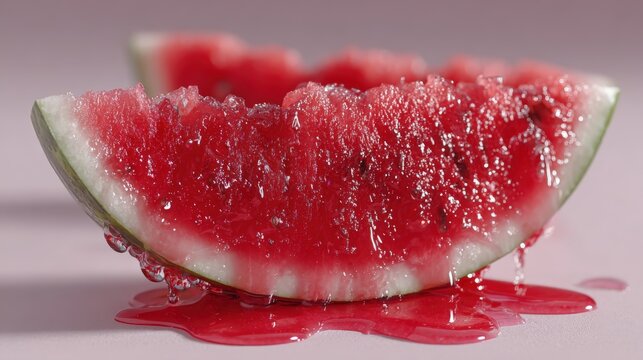Halved watermelon exposing pink flesh and liquid, raising concerns over pesticide residues