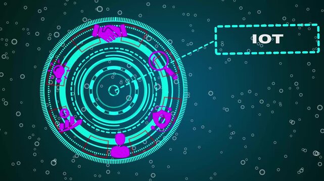 Internet of things - IOT concept. Businessman offer IOT products and solutions. glowing animation.4k video animation. 