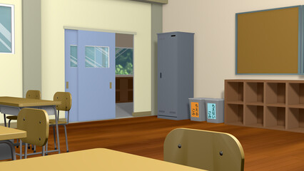 アニメーションの背景に使える教室の風景（放課後）