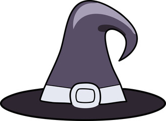  A simple purple witch hat with a silver belt and buckle.