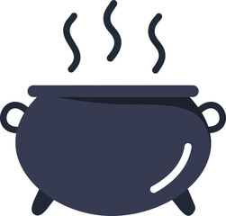 A dark cartoon witch's cauldron with bubbling steam rising from it.