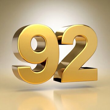 Luxury Gold Number 92 3D Render