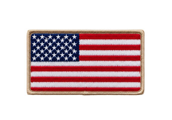 Embroidered american flag patch isolated on transparent background