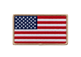 Embroidered american flag patch isolated on transparent background