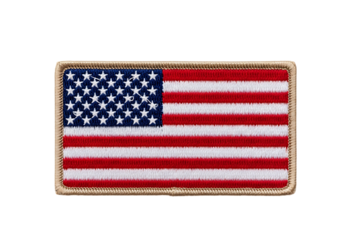 Embroidered american flag patch isolated on transparent background