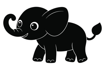 Fototapeta premium Vector art of cute baby elephant cartoon illustration isolated on white background