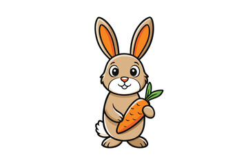 Silhouette of a bunny holding a carrot side view