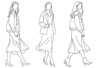 Fototapeta premium 歩く女性03