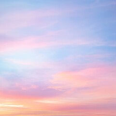 Obraz premium Background formed by a bright pastel authentic sky during sunset. Pink, peach, blue blur elegant backdrop with empty space perfect for design . Light color gradient transitions. magical
