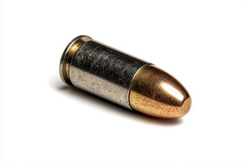 Close up shot bullet isolated on white background, Selective focus gun ammo on white.
