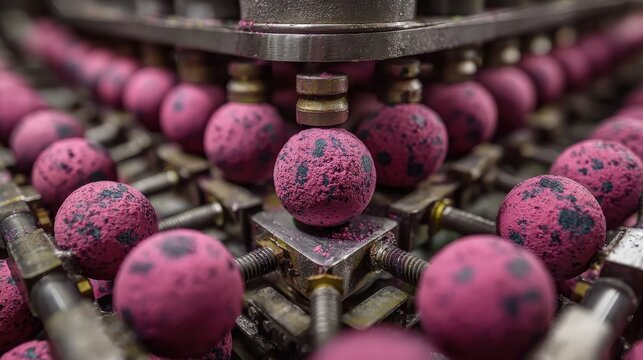 Overhead macro view of potassium bromate addition in pasta production in Emilia-Romagna