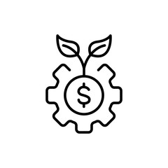 Green economy outline icons, minimalist vector illustration ,simple transparent graphic element .Isolated on white background